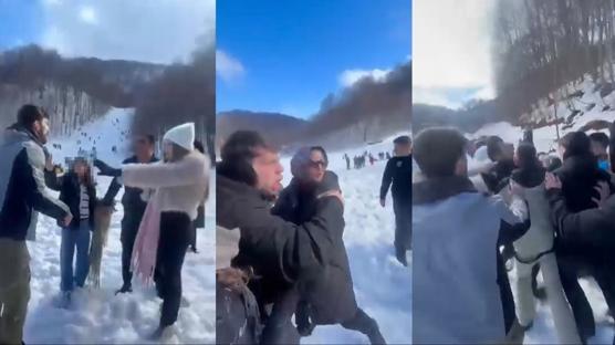 �ocuklar�n�n �n�nde tekme tokat darp edildi