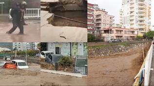 Mersin'de sel felaketi: Dereler ta�t�, k�pr�ler y�k�ld�