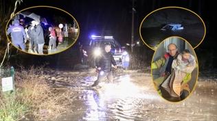 Evler tahliye edildi, ara� suya g�m�ld�