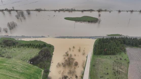 Meriç ve Tunca nehirlerindeki debi artışı sürüyor! Köy yolu sular altında kaldı