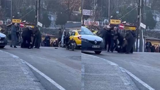 Yol verme kavgas�nda tekmeler havada u�u�tu