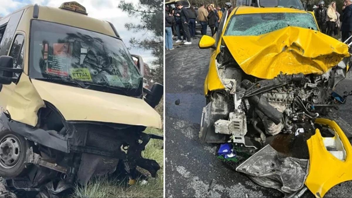Sar�yer'de hatal� sollama! Taksiyle yolcu minib�s� �arp��t�: �l� ve yaral�lar var