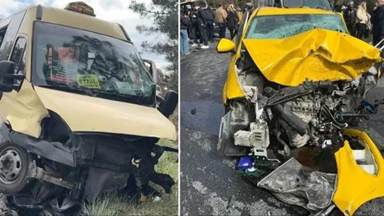 Sar�yer'de hatal� sollama! Taksiyle yolcu minib�s� �arp��t�: �l� ve yaral�lar var