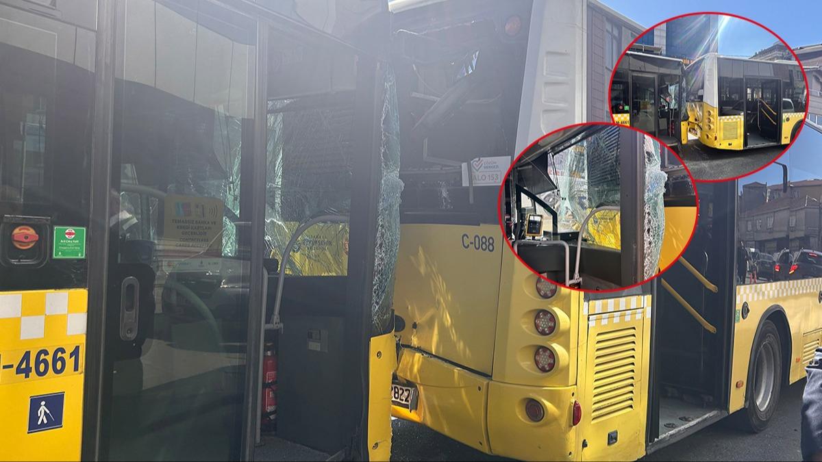 �stanbul'da seyir halinde �ETT otob�sleri �arp��t�: Trafik yo�unlu�u ya�and�