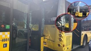 �stanbul'da seyir halinde �ETT otob�sleri �arp��t�: Trafik yo�unlu�u ya�and�