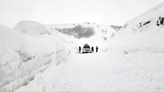 Muş'ta yolu kardan kapanan köydeki hasta ekiplerce hastaneye ulaştırıldı