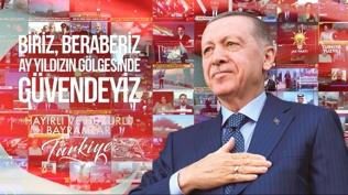 Bir tarafta kaos, bir tarafta T�rkiye: AK Parti'den 'Ay y�ld�z�n g�lgesinde g�vendeyiz' payla��m�