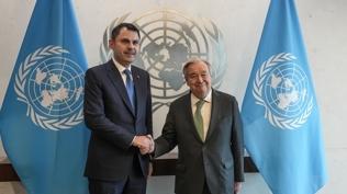 Bakan Kurum, Guterres ile bir araya geldi