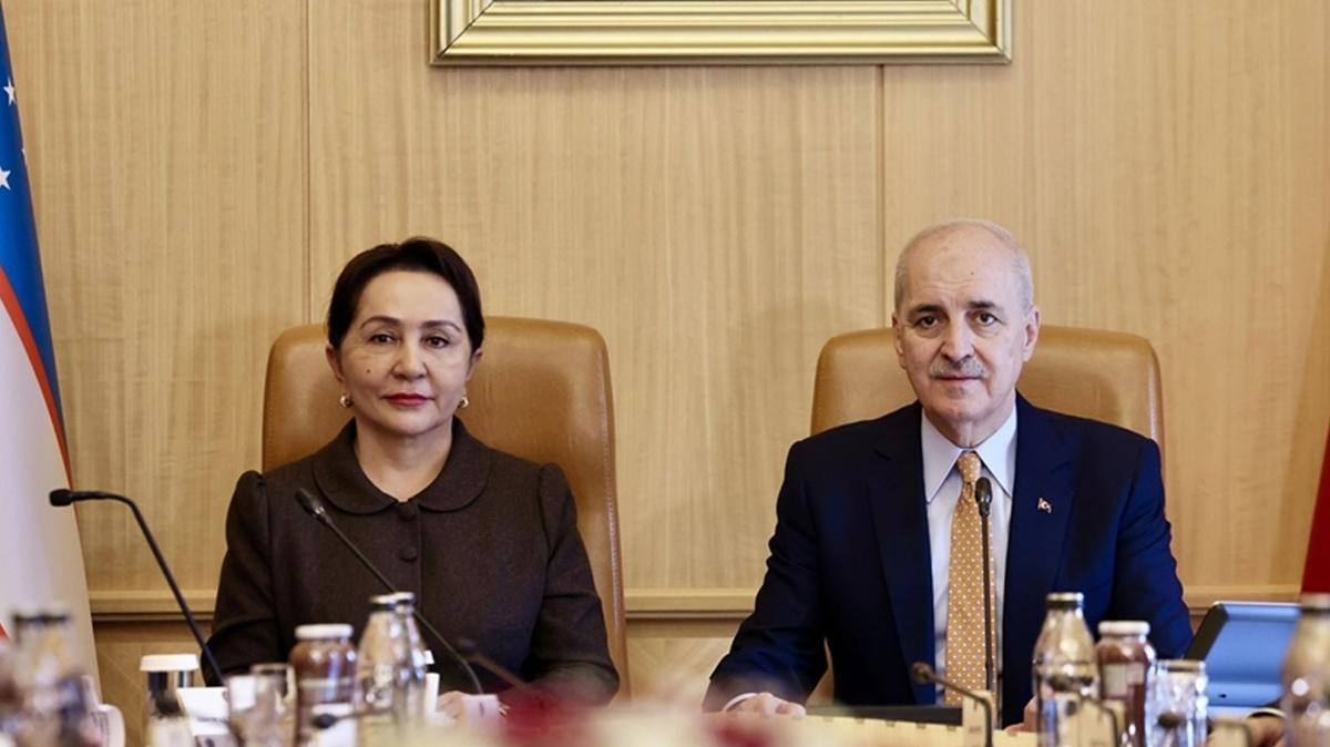 TBMM Başkanı Kurtulmuş, Özbekistan Ali Meclisi Senato Başkanı Narbayeva ile görüştü