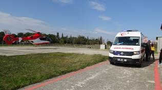 Yeni do�an bebek i�in zamanla yar��: Ambulans helikopter sevk edildi