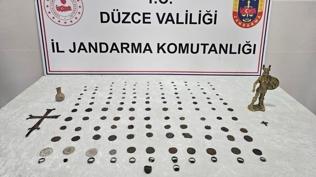 Tarihi eserleri satmak isterken jandarmaya yakalandılar... Düzce'de film gibi operasyon