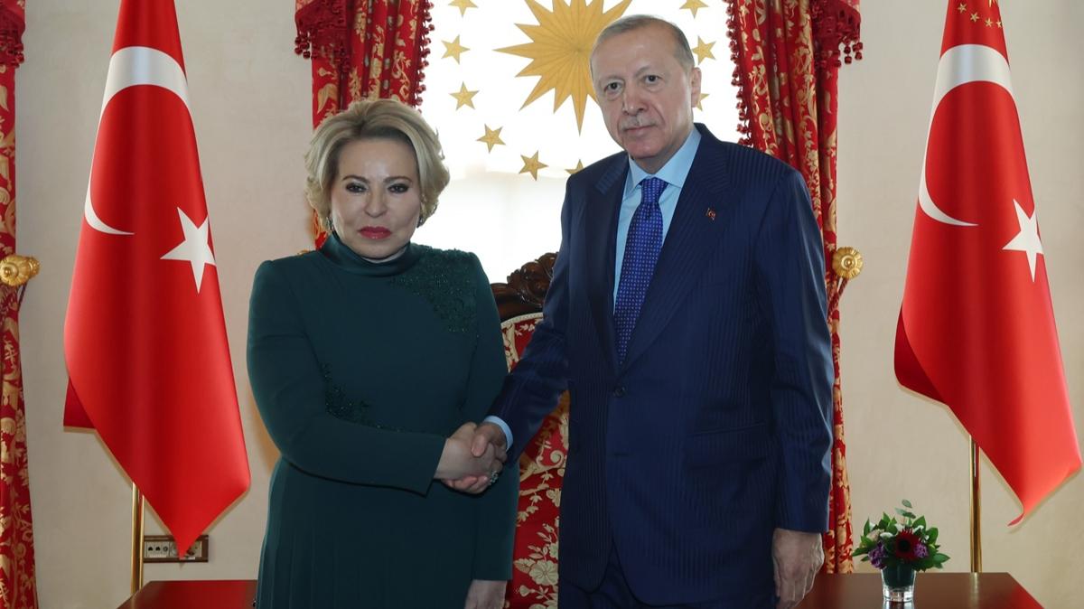 Cumhurbaşkanı Erdoğan, Rusya Federasyon Konseyi Başkanı Matviyenko'yu kabul etti