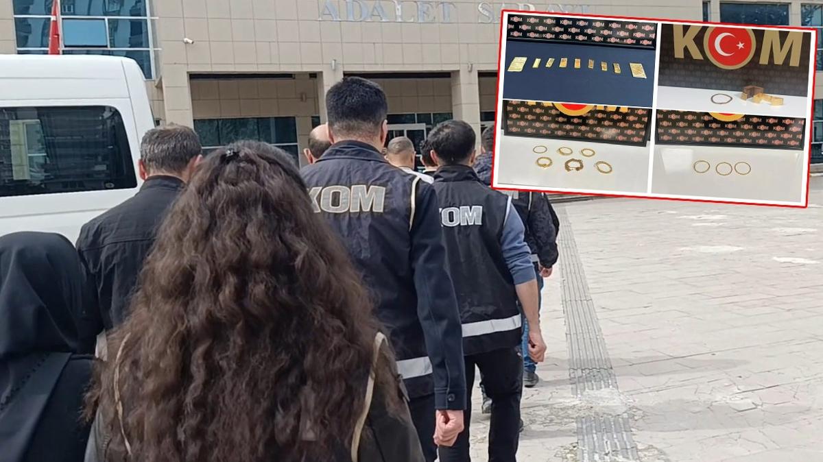 8 adrese e�zamanl� bask�n: 2 kilo ka�ak alt�n ele ge�irildi