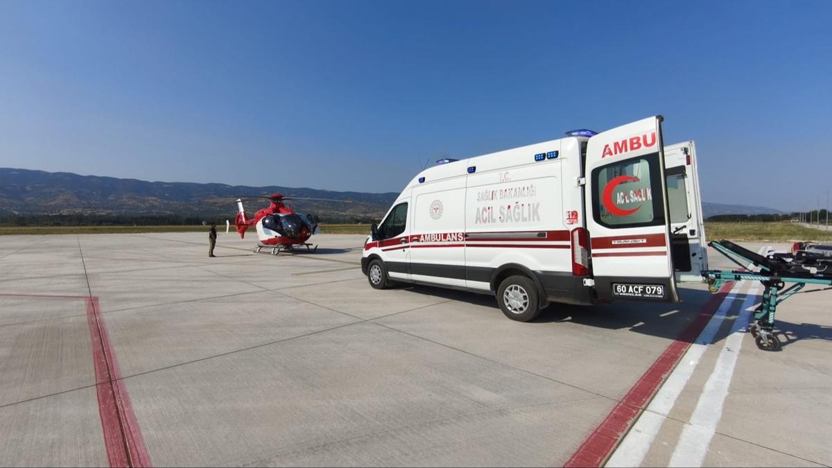14 yaşındaki çocuğun imdadına ambulans helikopter yetişti