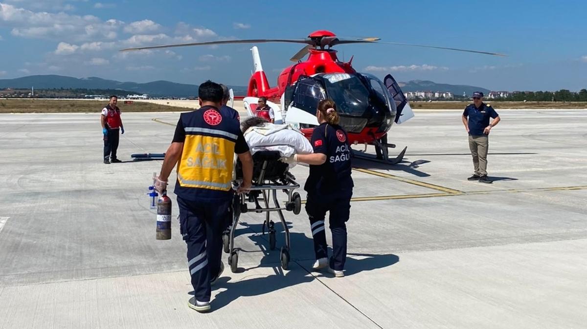 İnme geçiren hastanın imdadına ambulans helikopter yetişti
