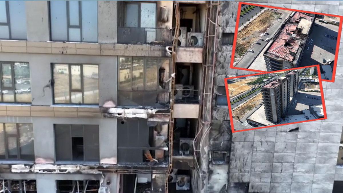 Plazada yangın dehşeti! Felaketin izleri görüntülendi