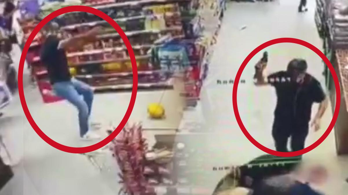 Markette silahlı dehşet! Saniye saniye kaydedildi