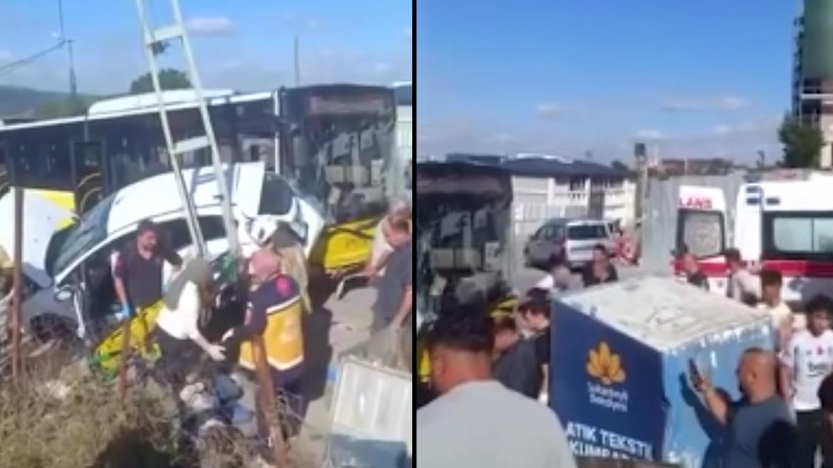 İETT otobüsü ile otomobil çarpıştı: 4 kişi hastaneye kaldırıldı