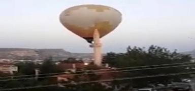 Scak hava balonu minarenin alemine arpt