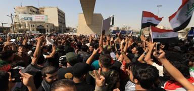 Irak'ta gvenlik gleriyle gstericiler arasnda arbede