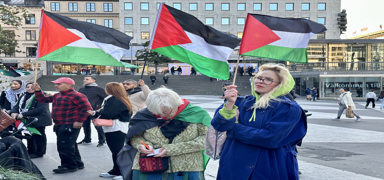 sve'te bir grup, Filistin'e destek iin sokaklara dkld