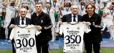 Real Madrid'de Toni Kroos 300, Luka Modric ise 350. mana kt