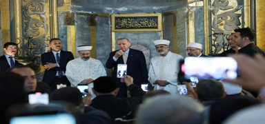 Cumhurbakan Erdoan'dan Ayasofya'da dua: Ayrla dmeyeceiz, beraber olacaz