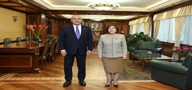 Mevlt avuolu, Azerbaycan Milli Meclis Bakan Gafarova ile bir araya geldi