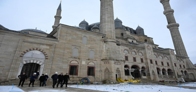 Edirne'deki Selimiye Camisi'nde restorasyon almalar devam ediyor
