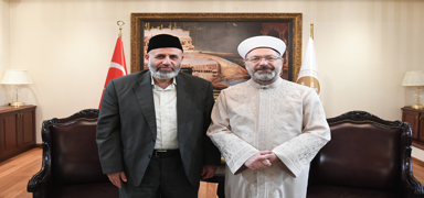 Diyanet ��leri Ba�kan� Erba�, Filistinli Alimler Birli�i Ba�kan� Tekruri ve heyetiyle g�r��t�