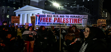 Beyaz Saray �n�nde Netanyahu ile Trump'a protesto