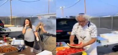 �sraillilerden Gazze s�n�r�nda mangal partisi