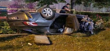 Bayrampaa'da takla atan otomobildeki 1 kii ld, 3 kii yaraland