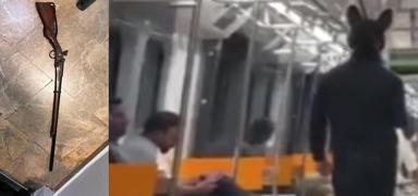 stanbul'da aknlk veren grnt! Tfekle metroya bindi