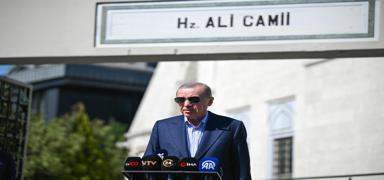 Cumhurba�kan� Erdo�an, cuma namaz�n� Hz. Ali Camisi'nde k�ld�