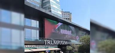 Filistin'e destek y�r�y��� reklam� Trump AVM'de dev ekrandan g�sterildi