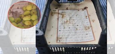 Kuran-� Kerim'e sayg�s�zl�k! �ncir kasas�na serilen sayfalar tepkiye neden oldu
