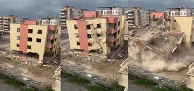 Hasarl bina tek dokunula yerle bir oldu