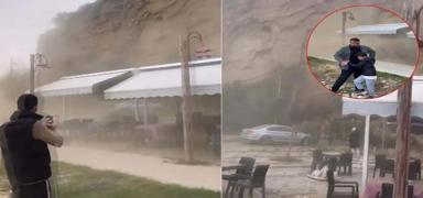 �ay bah�esinde faciadan d�n�ld�! Koca kayalar �zerlerine d��t�