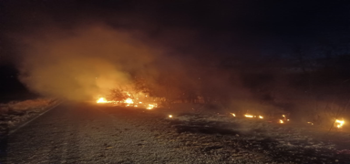 Tunceli'de otluk alanda yangn