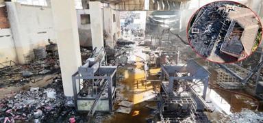 Parf�m tesisinden geriye k�l kald�! Tahribat dronla g�r�nt�lendi