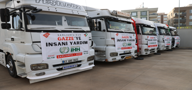 �anl�urfa'n�n yard�m konvoyu Gazze'ye ula��yor