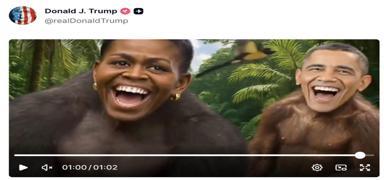 Obama'dan Trump'�n hesab�nda payla��lan kendisine ve e�ine y�nelik '�rk��' videoya tepki