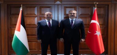 Bakan Fidan, Filistin Devlet Ba�kan Yard�mc�s� �eyh ile g�r��t�