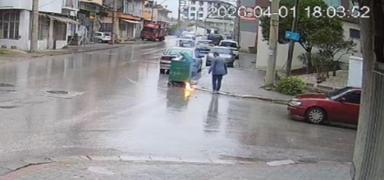 ��pe at�lacak batarya bomba gibi patlad�: Deh�et anlar� kamerada