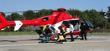Kalp krizi ge�iren hastan�n imdad�na ambulans helikopter yeti�ti
