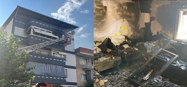 Manisa'da korkutan yang�n! Daire alevlere teslim oldu